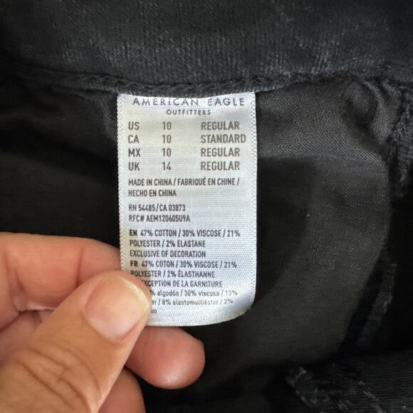 American Eagle Hi-Rise Jegging Skinny Jeans Black Wash sz 10 - Picture 6 of 8